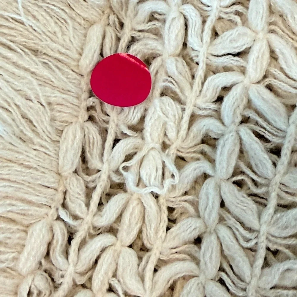 Lane Bryant Crochet Infinity Scarf OS Ivory Cream Chunky Knit Fringe Boho NEW